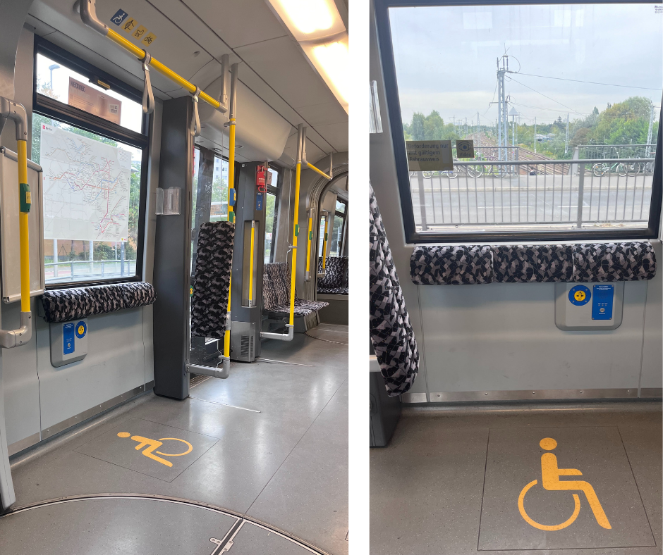 Der Rollstuhlplatz in der Tram